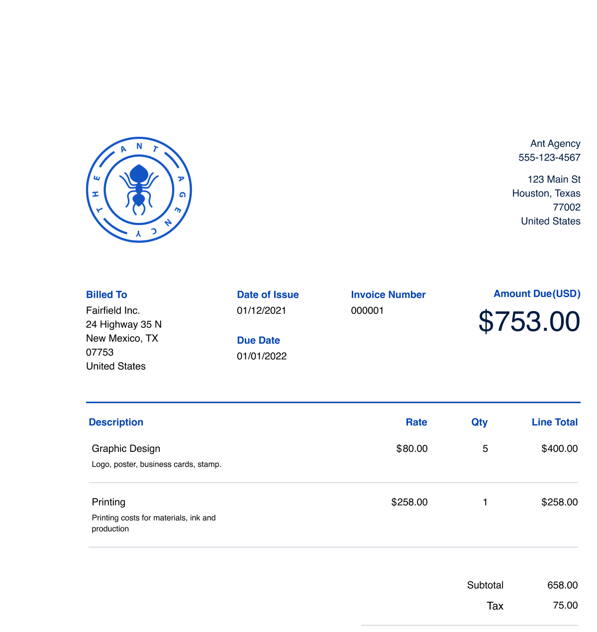 FreshBooks invoicing screen